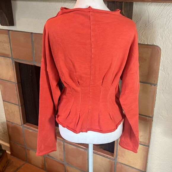 Pilcro by Anthropologie Orange Cinch Waist Sweatshirt Top, size S - Picture 6 of 11